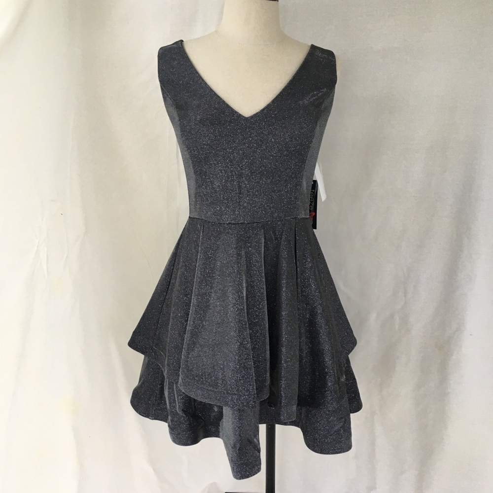 Teeze Me Dark Gray/Black Glitter Homecoming Dress NWT